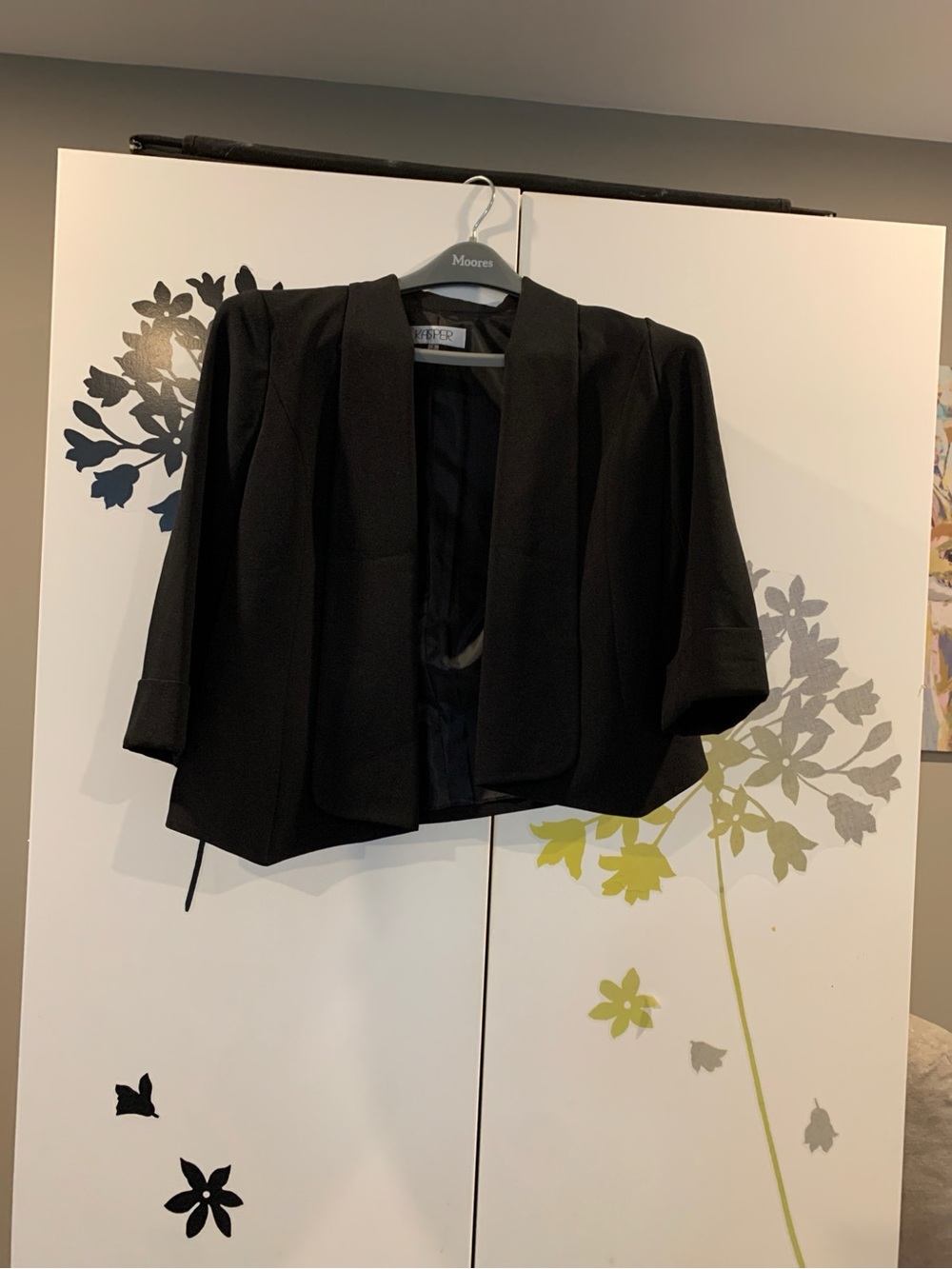 Kasper Black Open-Front Cropped Blazer